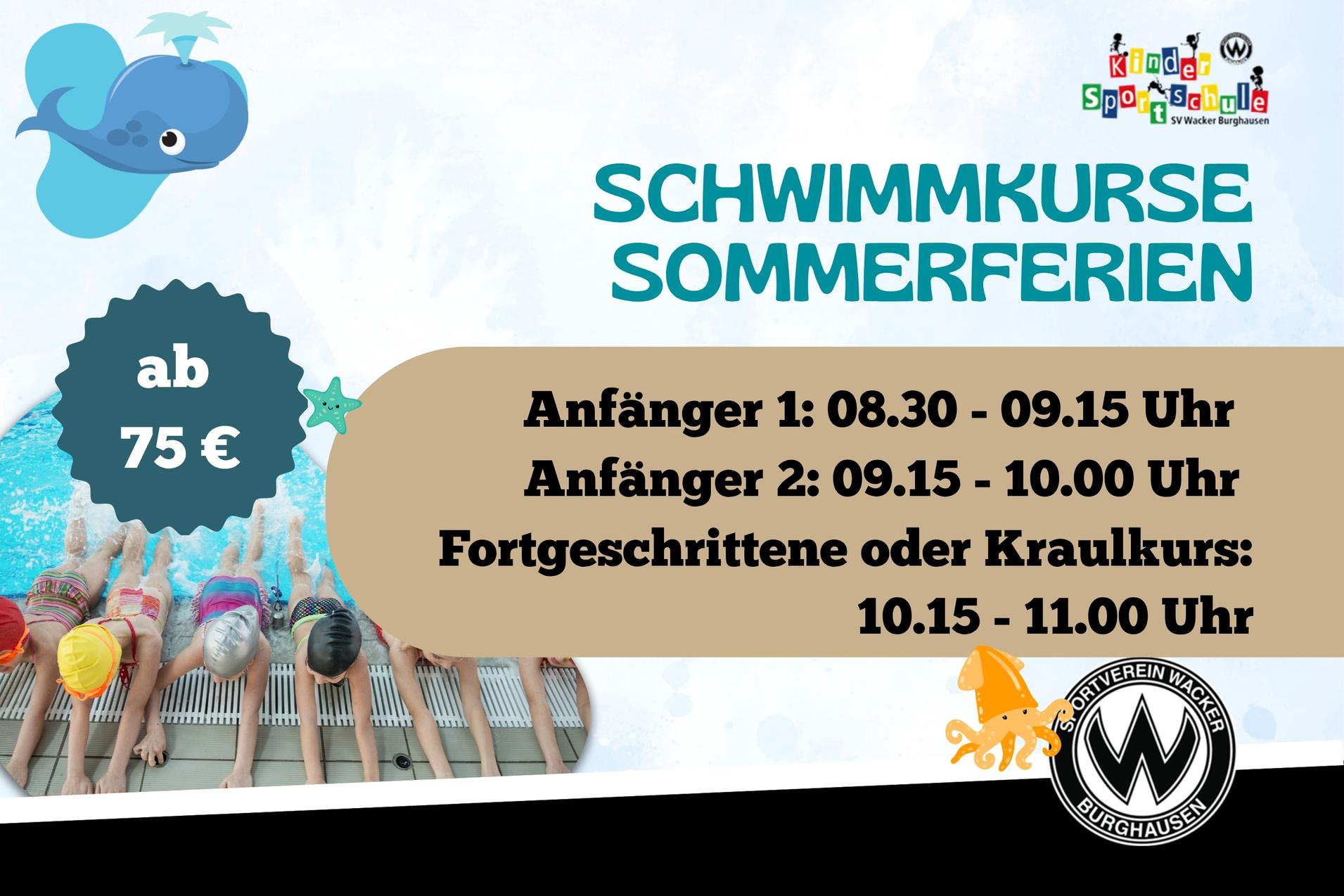 Schwimmkurse Sommer 2026 In den Sommerferien bieten wir wieder Schwimmkurse an. Die Anmeldung ist jetzt möglich